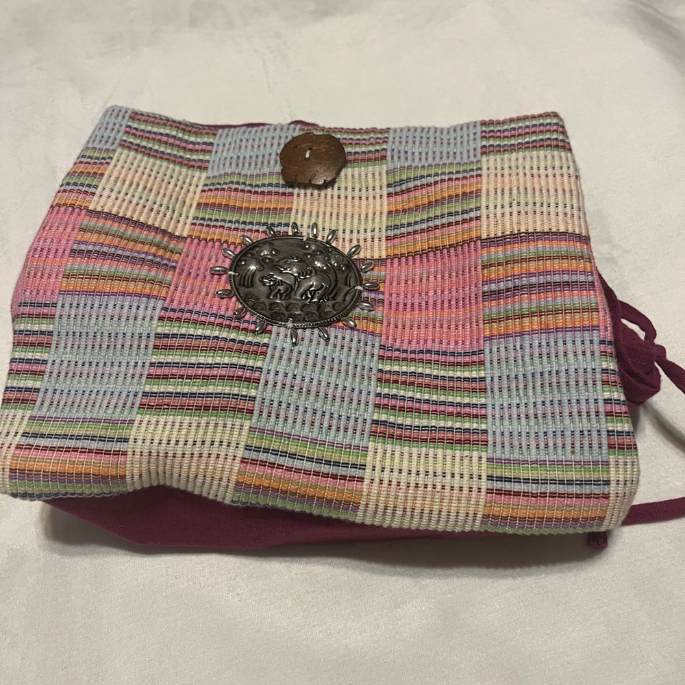 Handcrafted Woven Hobo Bag with Elephant Medallion - Picture 6 of 8